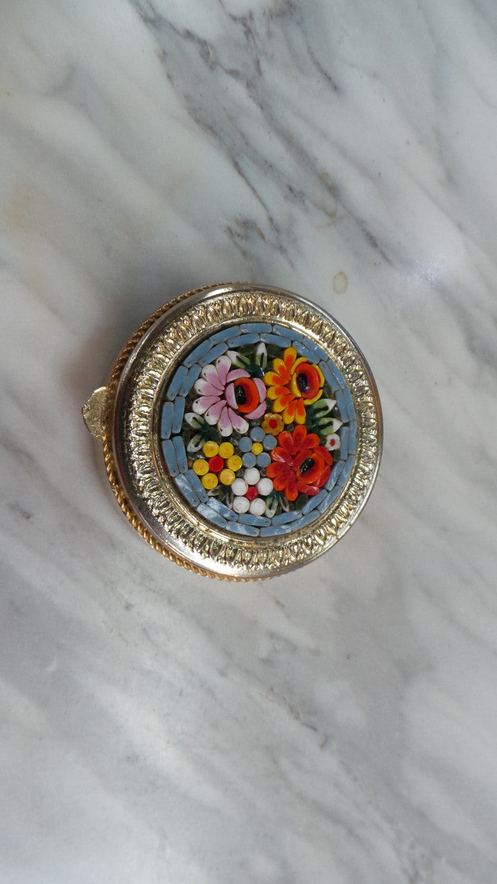 Small Micro Mosaic Vintage Compact | Antique & Vintage | Moonee Ponds Antiques | Australia Wide Delivery