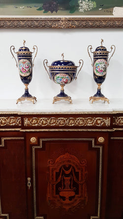 French Three-piece Sevres Style Porcelain Vase | Antique & Vintage | Moonee Ponds Antiques | Australia Wide Delivery