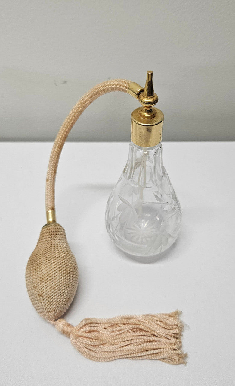 Stuart Crystal Fuchsia Pattern Perfume Bottle Atomiser | Antique & Vintage | Moonee Ponds Antiques | Australia Wide Delivery