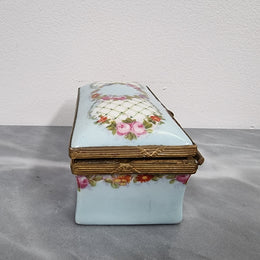Beautiful Rare Antique German Porcelain Limoges Style Stamp Box