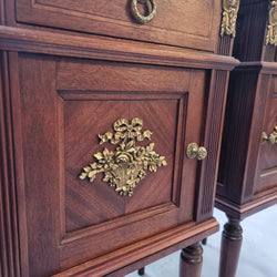 Pair of Louis XVI Style Mahogany Marble Top Bedsides | Antique & Vintage | Moonee Ponds Antiques | Australia Wide Delivery