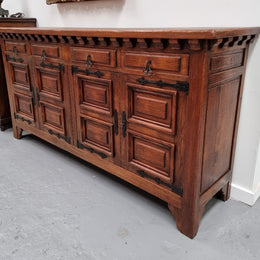 Large French Oak Spanish Style 4 Door Buffet