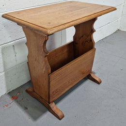 Arts & Crafts style magazine / newspaper rack side table. In very good original detailed condition.