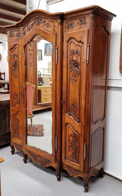 French Walnut Louis XV Style Three Door Armoire With Adjustable Shelves | Antique & Vintage | Moonee Ponds Antiques | Australia Wide Delivery