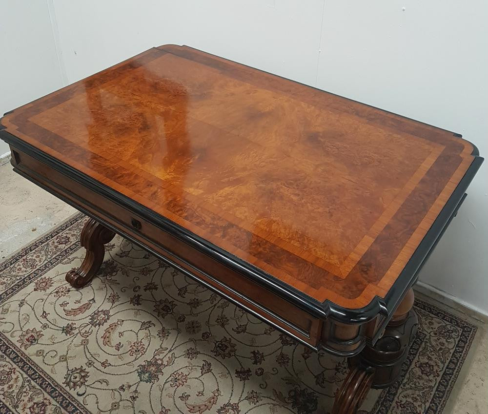 19th Century French Burr Walnut Salon Table