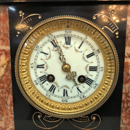 French Highly Decorative Marble Mantle Clock