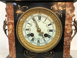 French Highly Decorative Marble Mantle Clock | Antique & Vintage | Moonee Ponds Antiques | Australia Wide Delivery