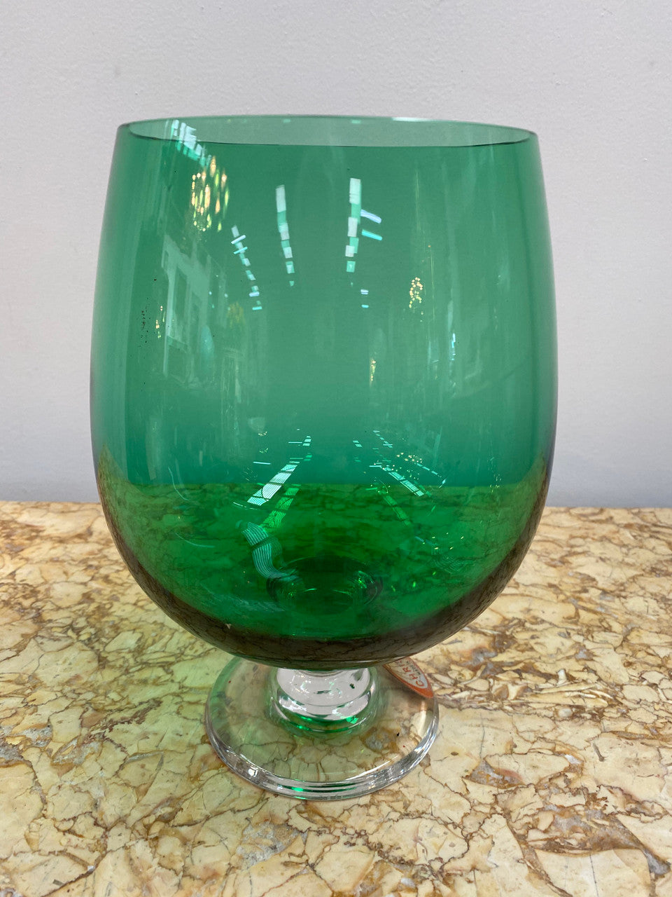 Vintage Swedish Christina Green Glass Vase