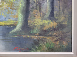 French Signed Oil On Canvas "River Landscape" In Gilt Frame | Antique & Vintage | Moonee Ponds Antiques | Australia Wide Delivery