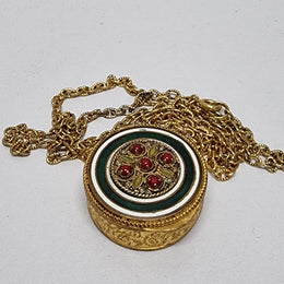 Vintage Gilt & Enamel Pill Box