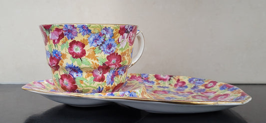 Royal Winton “Royalty” cup and saucer". In good original condition please view photos as they help form part of description.
