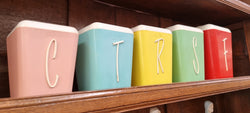 Set of Five Retro Plastic Canisters | Antique & Vintage | Moonee Ponds Antiques | Australia Wide Delivery