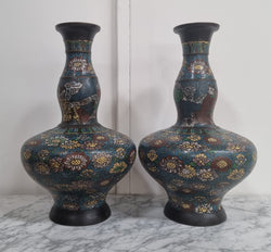 Pair of Early 19th Century Cloisonné Vases | Antique & Vintage | Moonee Ponds Antiques | Australia Wide Delivery