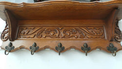 French Oak Coat-Hat Rack With Five Decorative Hooks | Antique & Vintage | Moonee Ponds Antiques | Australia Wide Delivery