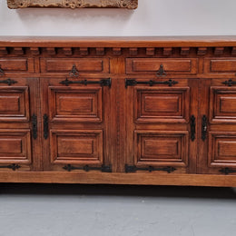 Large French Oak Spanish Style 4 Door Buffet
