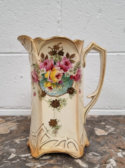 Victorian Tall Jug With Rose & Gilt Decoration | Antique & Vintage | Moonee Ponds Antiques | Australia Wide Delivery