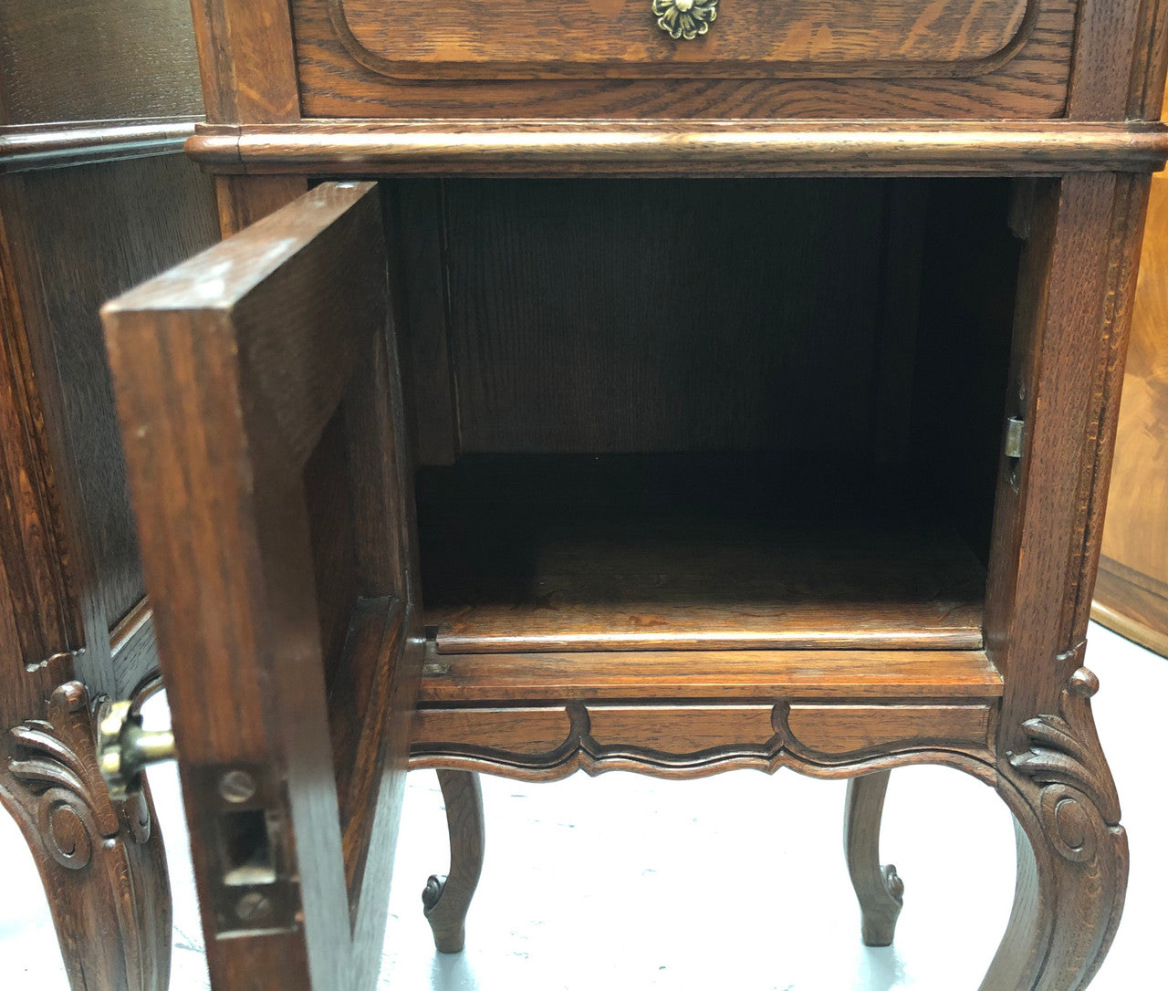 Pair Of French Oak & Marble Top Bedsides | Antique & Vintage | Moonee Ponds Antiques | Australia Wide Delivery