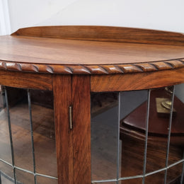 Vintage Australian Oak Half Round Leadlight Display Cabinet