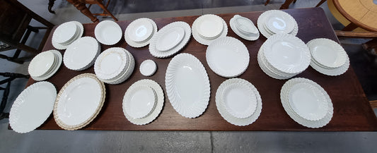 Limoge "Haviland" large white part dinner service. Includes some white service with gilt decoration. Although most items are in good condition please note two plates do have small chips. We are able to supply more photos on request.