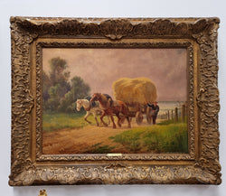 Beautifully Framed French Oil on Canvas of Draft Horses | Antique & Vintage | Moonee Ponds Antiques | Australia Wide Delivery