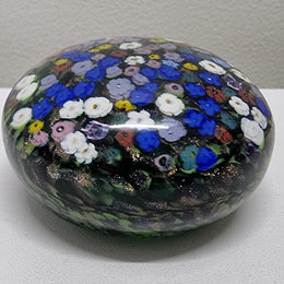 Vintage Murano art glass Millefiori Aventurine paperweight with supurb floral design. In great original condition. Please view photos as they help form part of the description.