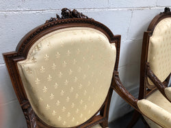 Pair of Louis XV Style Walnut Upholstered Armchairs-Fauteuils | Antique & Vintage | Moonee Ponds Antiques | Australia Wide Delivery