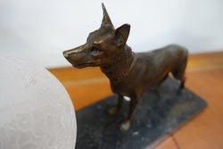 French Cold Painted Spelta Dog Lamp | Antique & Vintage | Moonee Ponds Antiques | Australia Wide Delivery