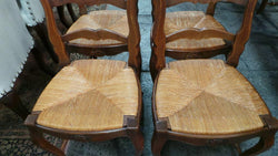 Solid Set Of Ten French Oak Rush Seat Dining Chairs | Antique & Vintage | Moonee Ponds Antiques | Australia Wide Delivery