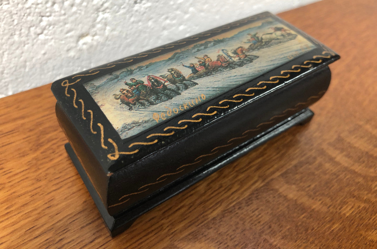 Vintage Russian Lacquer Box Hand-Painted Box