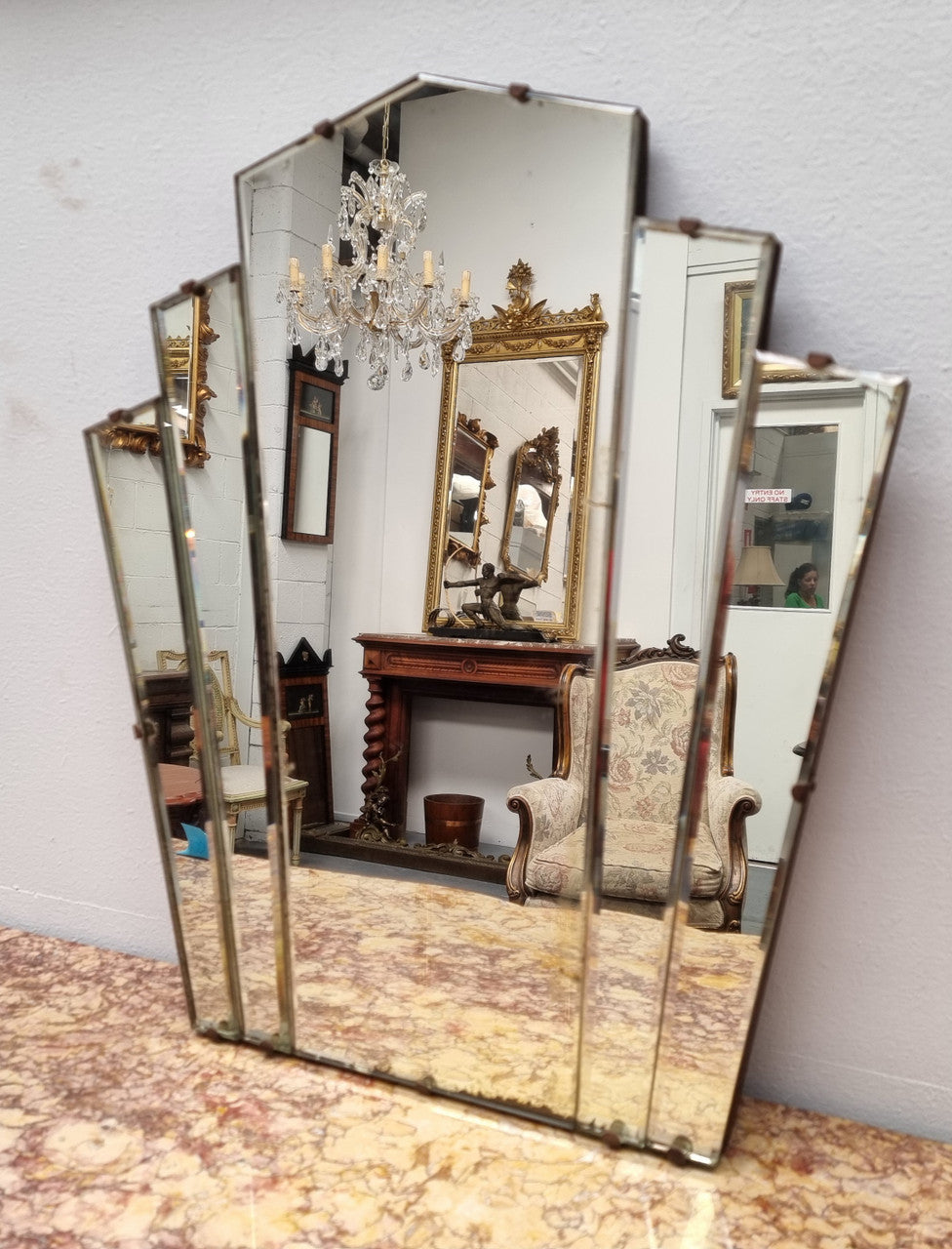Original Art Deco Fan Shaped Mirror