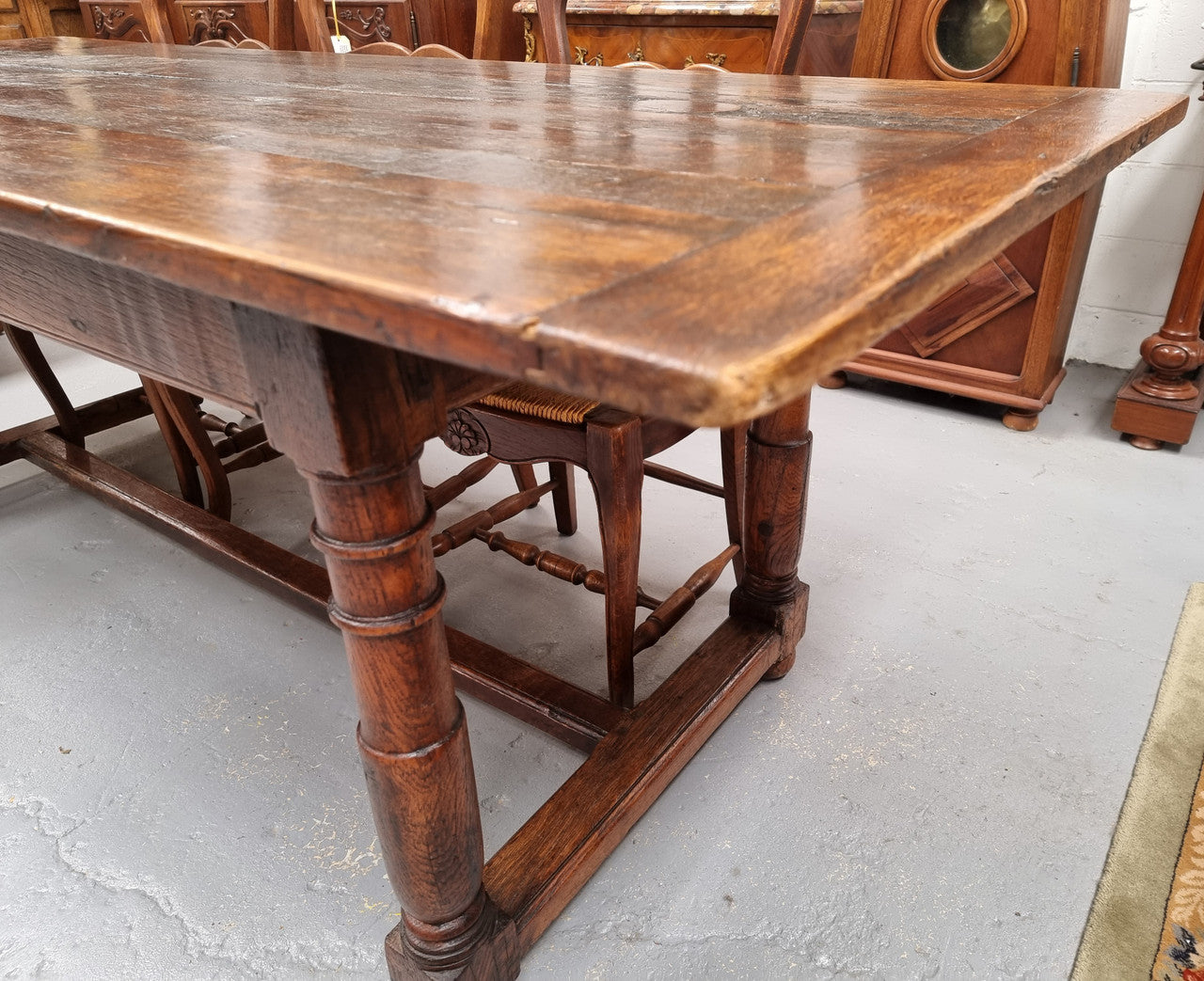 Striking Reclaimed Timber Rustic Oak Farmhouse Table