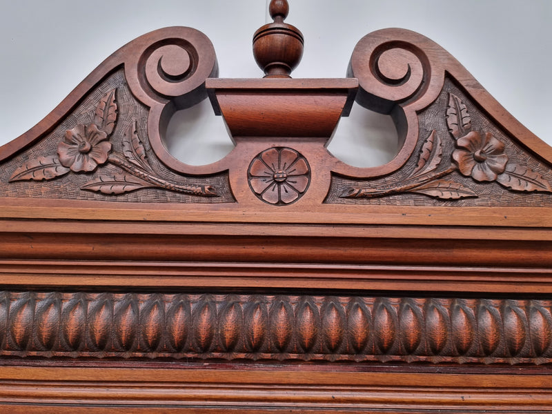 Beautiful Walnut nicely carved Edwardian mantle mirror. In good original condition and still has its original mirror.