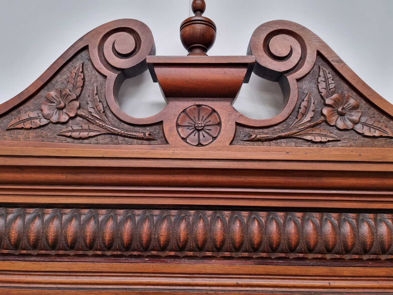 Nicely Carved Edwardian Walnut Mantle Mirror | Antique & Vintage | Moonee Ponds Antiques | Australia Wide Delivery