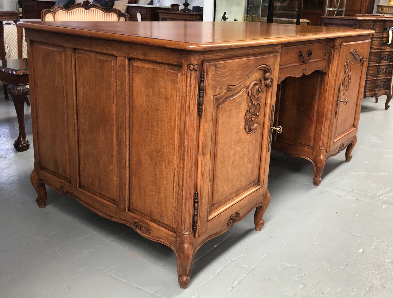 Lovely Carved French Oak Partners Desk | Antique & Vintage | Moonee Ponds Antiques | Australia Wide Delivery