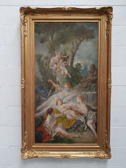 French Romantic Scene Oil Painting On Canvas | Antique & Vintage | Moonee Ponds Antiques | Australia Wide Delivery