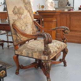 A sensational French walnut carved chair