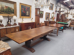 French Oak Renaissance Style Extension Table With Stretcher Base | Antique & Vintage | Moonee Ponds Antiques | Australia Wide Delivery