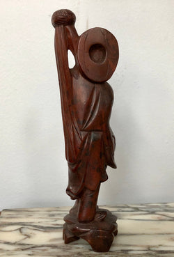 Vintage Chinese Carved Rosewood Figure On Wood Stand | Antique & Vintage | Moonee Ponds Antiques | Australia Wide Delivery