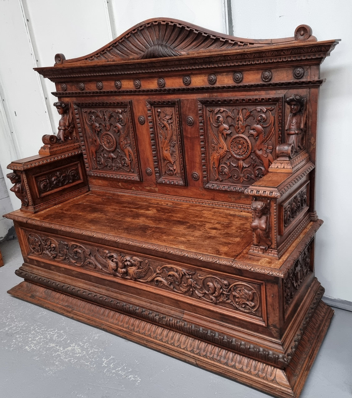 18th Century Carved Italian Renaissance Style Hall Seat | Antique & Vintage | Moonee Ponds Antiques | Australia Wide Delivery