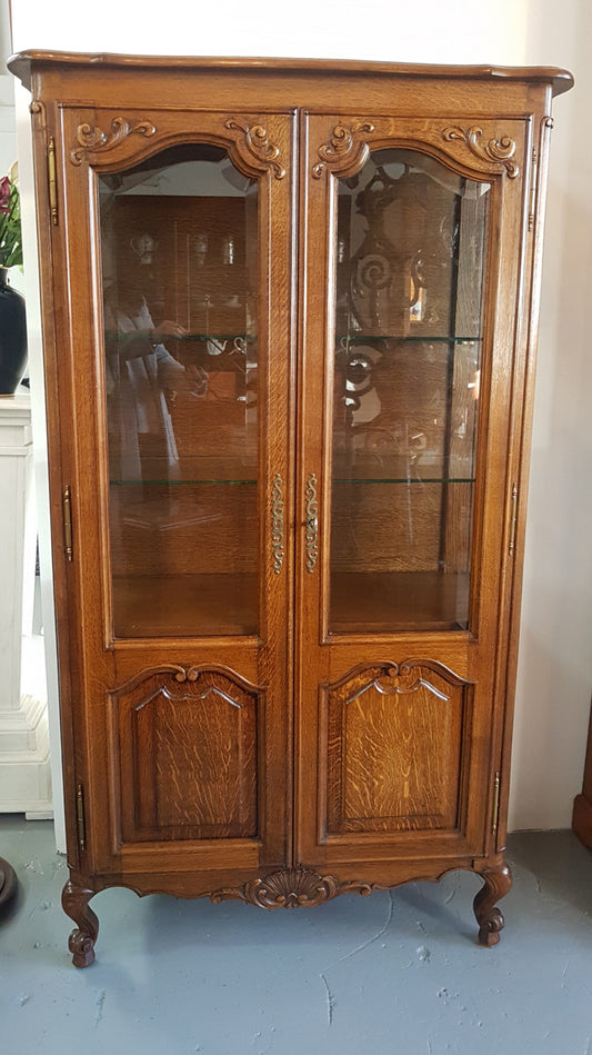 French Louis XV Style Oak Vitrine