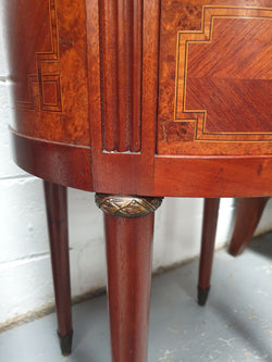 Rare Pair Of Oval Louis XVI Style Inlaid Bedside Drawers | Antique & Vintage | Moonee Ponds Antiques | Australia Wide Delivery