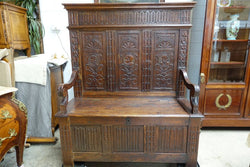 French Oak Hall Seat | Antique & Vintage | Moonee Ponds Antiques | Australia Wide Delivery