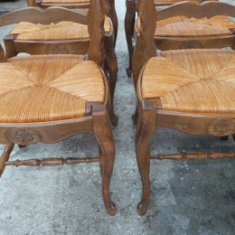 Set of Six Fabulous French Oak Dining Chairs