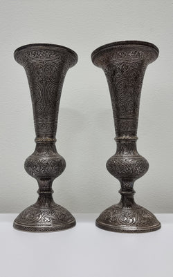 Pair Of Antique Indian Silver Plated Vases | Antique & Vintage | Moonee Ponds Antiques | Australia Wide Delivery