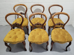 Set of 6 Upholstered Victorian Balloon Back Chairs | Antique & Vintage | Moonee Ponds Antiques | Australia Wide Delivery