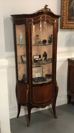 Stunning Antique Louis XV Style Walnut & Marquetry Inlay Vitrine | Antique & Vintage | Moonee Ponds Antiques | Australia Wide Delivery