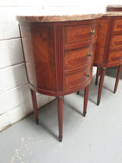 Rare Pair Of Oval Louis XVI Style Inlaid Bedside Drawers | Antique & Vintage | Moonee Ponds Antiques | Australia Wide Delivery