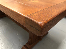 Oak French Farmhouse Table With a Thick Plank Top & Lovely Stretcher Base | Antique & Vintage | Moonee Ponds Antiques | Australia Wide Delivery
