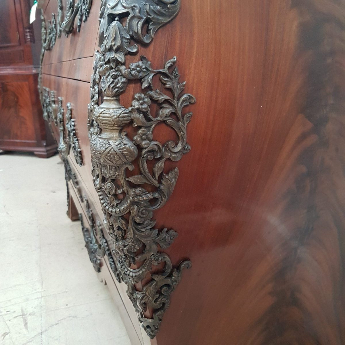 A Grand French Louis XV Style Flame Mahogany Commode | Antique & Vintage | Moonee Ponds Antiques | Australia Wide Delivery