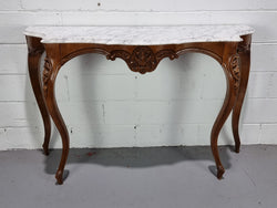 Elegant Walnut French Louis XV Style Marble Top Console Table | Antique & Vintage | Moonee Ponds Antiques | Australia Wide Delivery